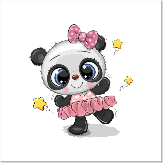 Cute panda in a dress Wall Art by Reginast777